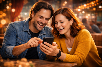 3 Teenager sitzen lachend vor einem Graffiti und halten einen Lutscher in der Hand